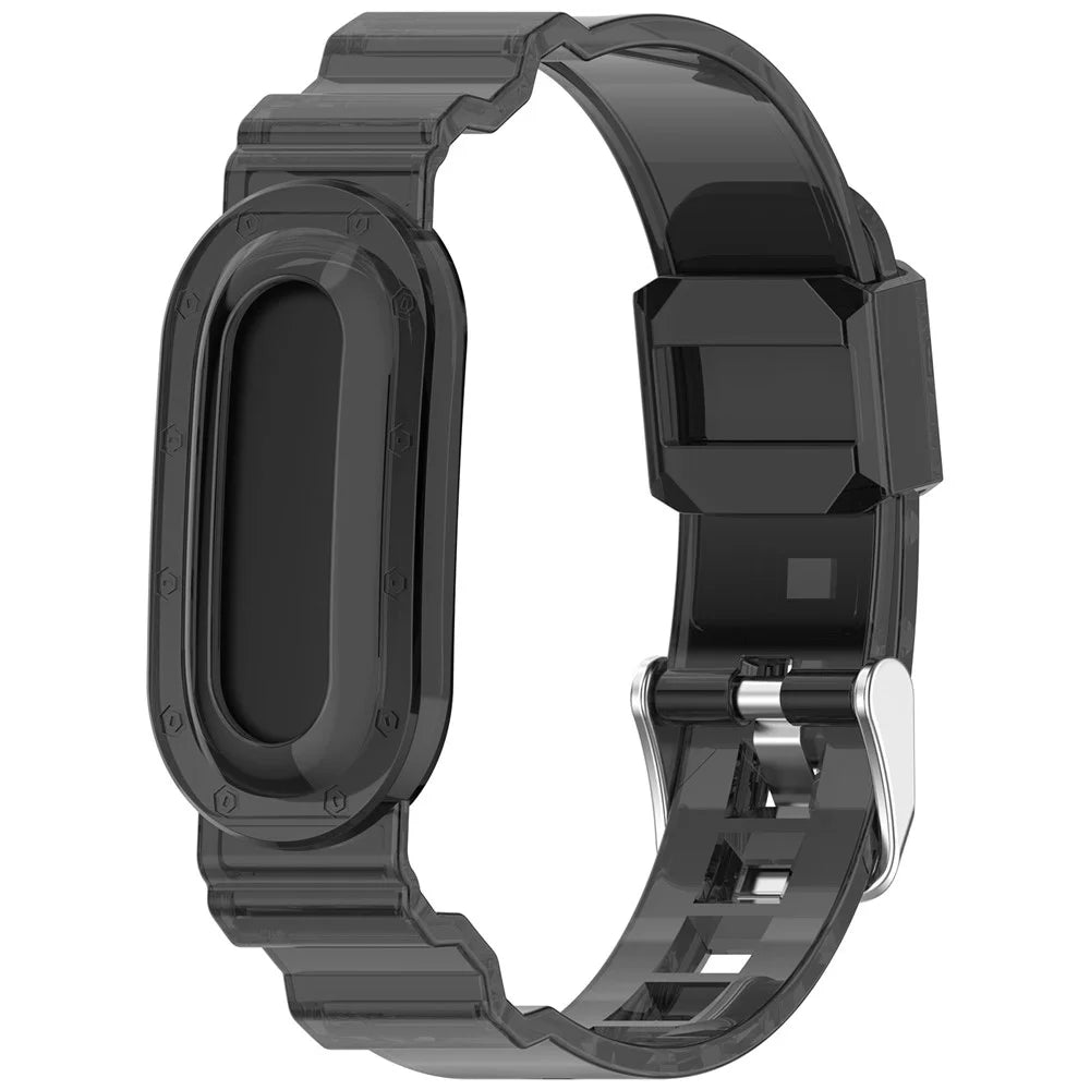 For Google Fitbit Air Transparent Watch Strap Clear TPU Watch Band with Integrated Watch Case - Transparent Black - 1