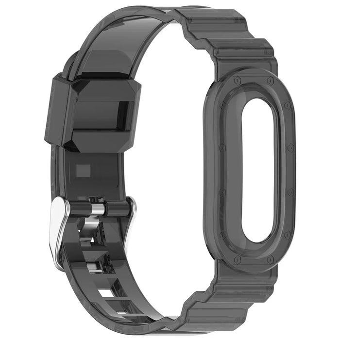 For Google Fitbit Air Transparent Watch Strap Clear TPU Watch Band with Integrated Watch Case - Transparent Black - 4
