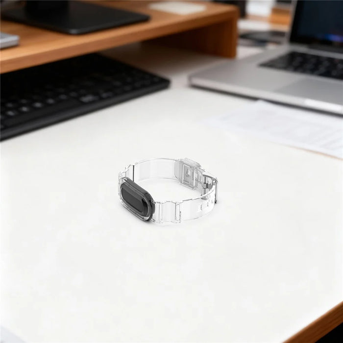 For Google Fitbit Air Transparent Watch Strap Clear TPU Watch Band with Integrated Watch Case - Transparent Black - 6