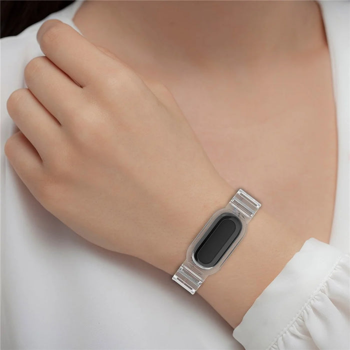 For Google Fitbit Air Transparent Watch Strap Clear TPU Watch Band with Integrated Watch Case - Transparent Black - 7