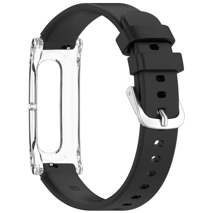 For Google Fitbit Air Adjustable Watchband TPU Strap with Transparent Watch Case - Black - 3