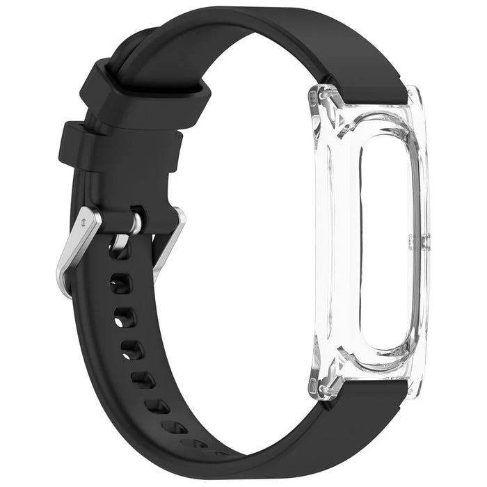 For Google Fitbit Air Adjustable Watchband TPU Strap with Transparent Watch Case - Black - 4