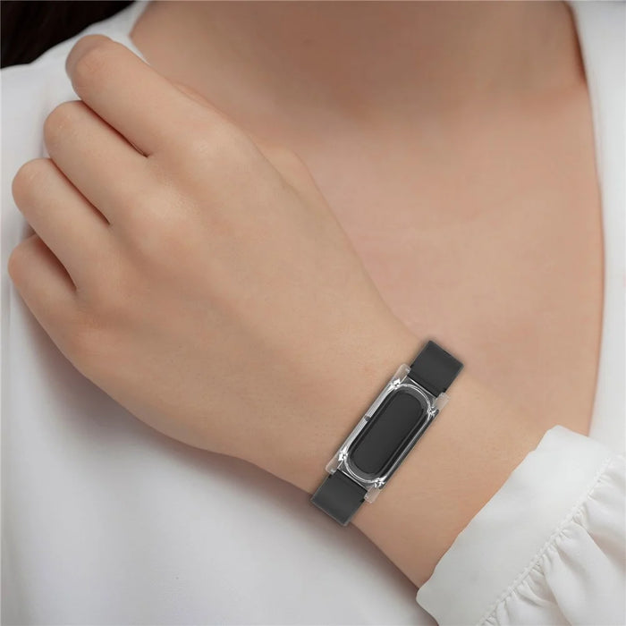 For Google Fitbit Air Adjustable Watchband TPU Strap with Transparent Watch Case - Black - 5