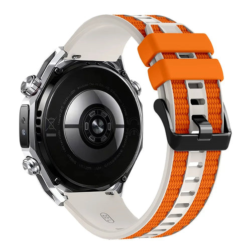 For Huawei Watch Ultimate 2 Strap 22mm Liquid Silicone Dual Color Sports Watch Band - Starlight+Orange - 1