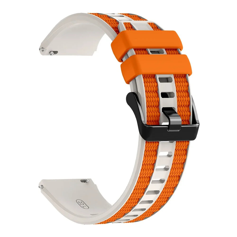 For Huawei Watch Ultimate 2 Strap 22mm Liquid Silicone Dual Color Sports Watch Band - Starlight+Orange - 2