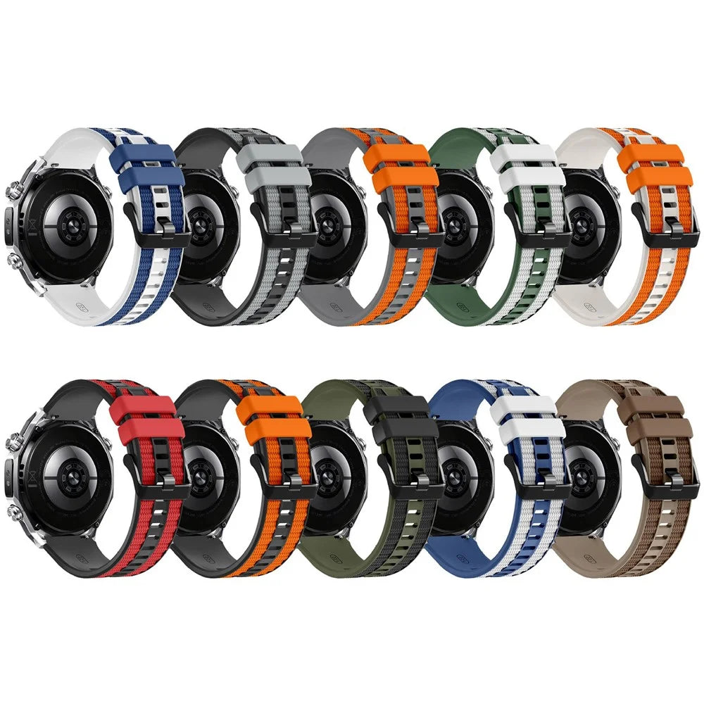 For Huawei Watch Ultimate 2 Strap 22mm Liquid Silicone Dual Color Sports Watch Band - Starlight+Orange - 4