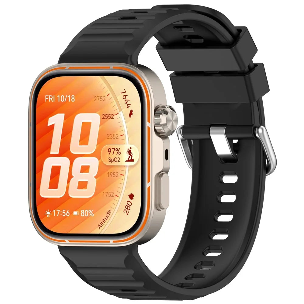 Silicone Strap For Huawei Watch Fit 5 Pro / Fit 5 / Fit 4 Pro / Fit 4 / Fit 3 , Quick Release Wristband with Metal Buckle - Black - 2