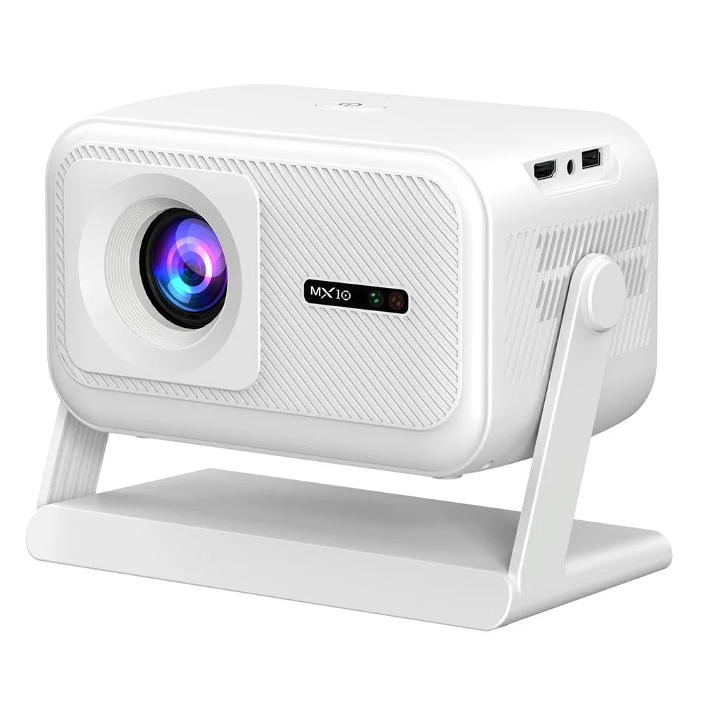 MX10 Mini Projector 4K 1080P 400 ANSI Lumens Bluetooth-compatible WiFi 6 Electric Auto Focus Portable Projector for Home Theater - White  /  EU Plug - 1