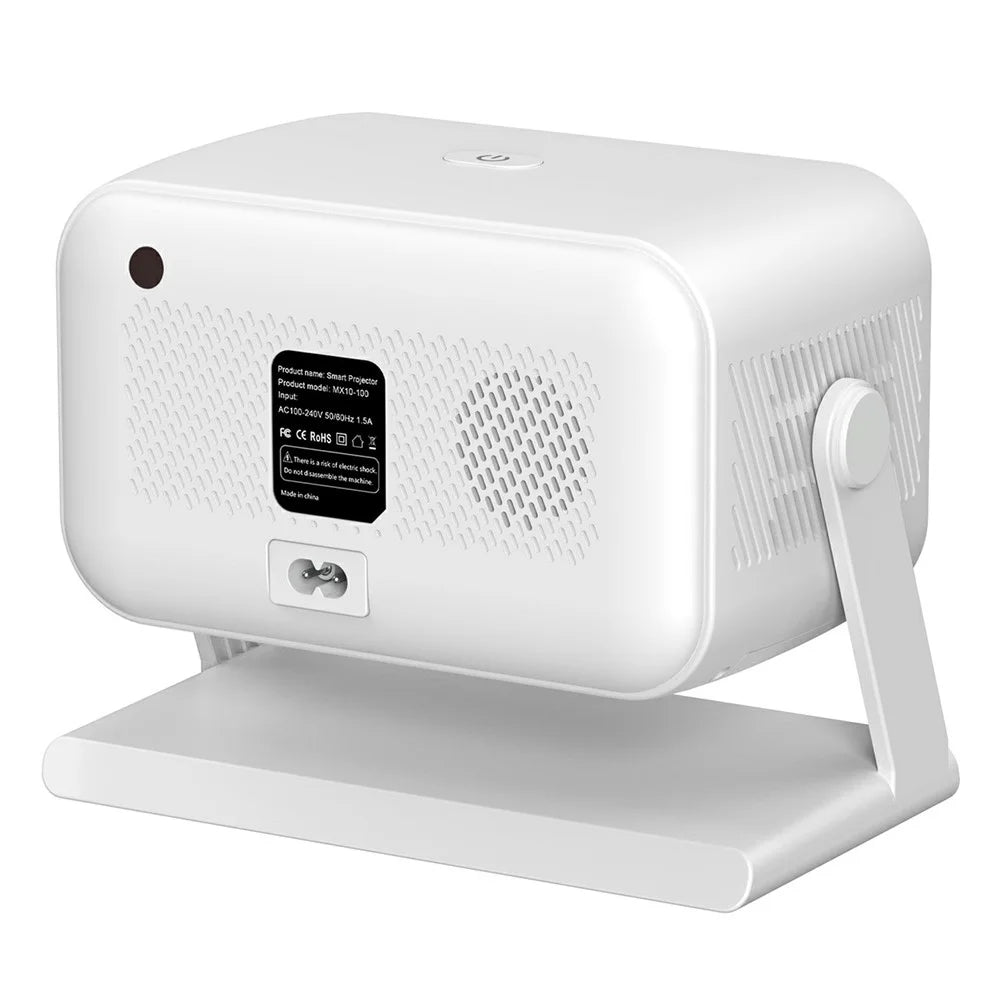 MX10 Mini Projector 4K 1080P 400 ANSI Lumens Bluetooth-compatible WiFi 6 Electric Auto Focus Portable Projector for Home Theater - White  /  EU Plug - 2