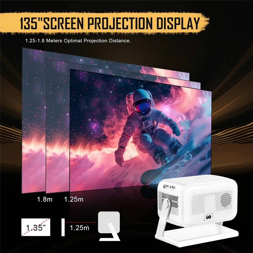 MX10 Mini Projector 4K 1080P 400 ANSI Lumens Bluetooth-compatible WiFi 6 Electric Auto Focus Portable Projector for Home Theater - White  /  EU Plug - 7