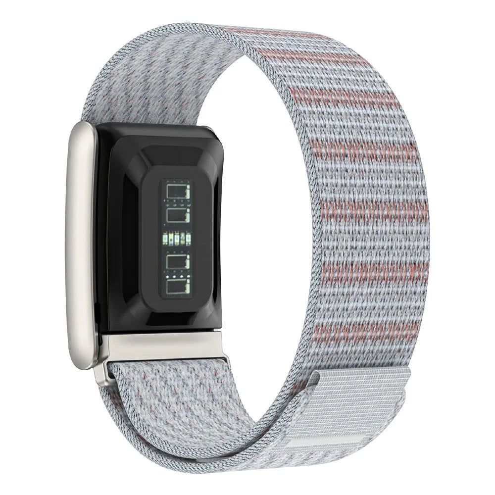 Woven Elastic Band for WHOOP 5.0 / 5.0 One / 5.0 Peak , Magic Tape Loop Nylon Sports Strap Wristband - Twill / White - 2