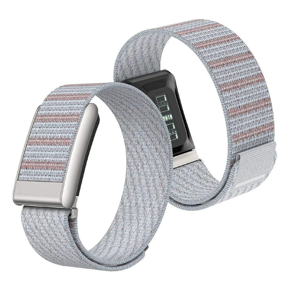 Woven Elastic Band for WHOOP 5.0 / 5.0 One / 5.0 Peak , Magic Tape Loop Nylon Sports Strap Wristband - Twill / White - 3