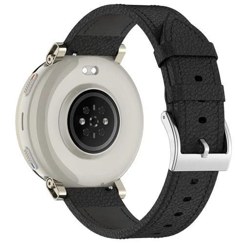 For Huami Amazfit Cheetah 2 Pro / Amazfit Active 3 Premium Strap 20mm Textured Genuine Cow Leather Watch Band - Black - 1