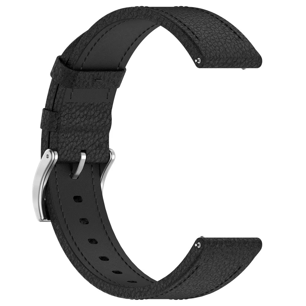 For Huami Amazfit Bip Max / Balance 3 Strap 22mm Textured Genuine Cow Leather Watch Band - Black - 3