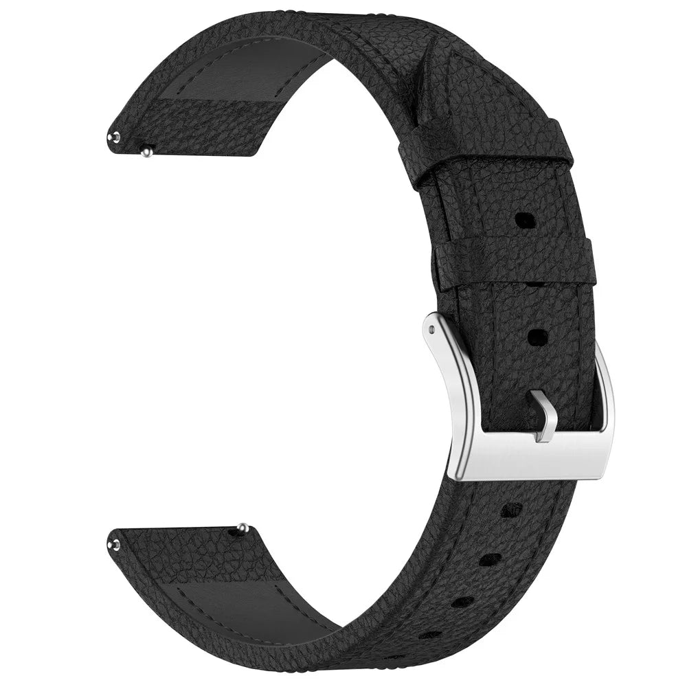 For Huami Amazfit Bip Max / Balance 3 Strap 22mm Textured Genuine Cow Leather Watch Band - Black - 4