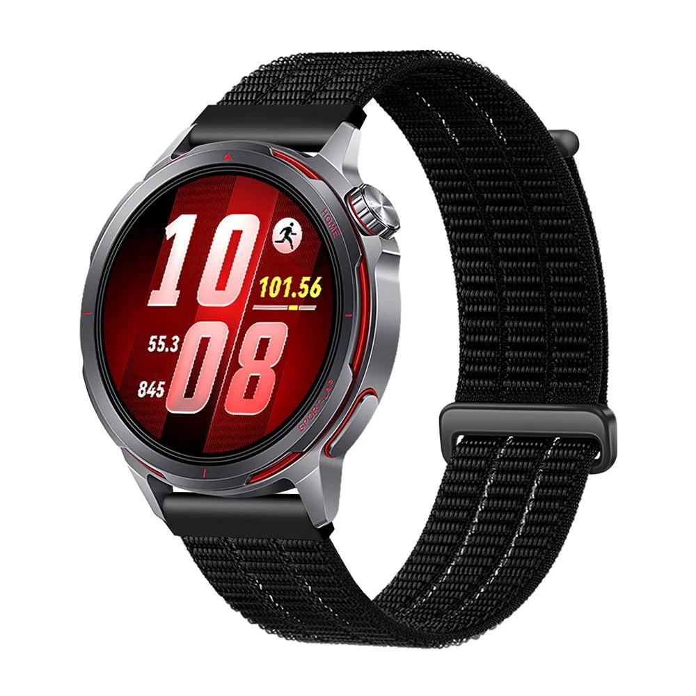 20mm Nylon Sport Loop Band for Huawei Watch GT 3 Pro 43mm / Samsung Galaxy Watch7 40mm / 44mm / Garmin Forerunner 70 Breathable Watch Strap - Black - 2