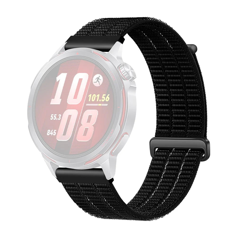 22mm Nylon Sport Loop Band for Huawei Watch GT Runner 2	 / Samsung Galaxy Watch3 45mm / Xiaomi Watch S5 Breathable Watch Strap - Black - 1