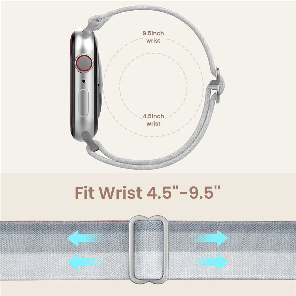 AHASTYLE WE26 2Pcs Sport Bands for Apple Watch Ultra 3 2 1 49mm / Series 11 10 46mm / 9 8 7 45mm / SE3 SE2 SE 6 5 4 44mm / 3 2 1 42mm Gradient Nylon Woven Stretchy Breathable Wristband - Grey + Blue - 7