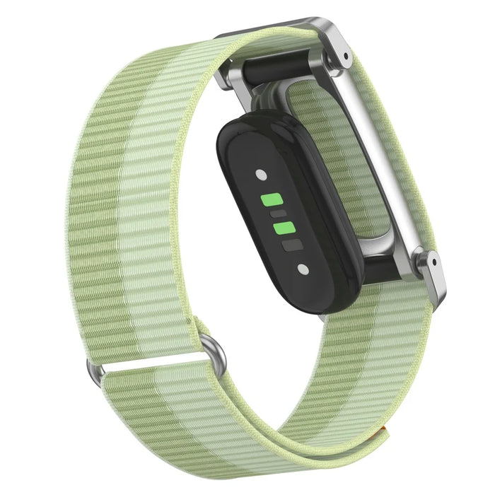 For Google Fitbit Air Nylon Loop Band Adjustable Magic Tape Replacement Watch Strap with Metal Protective Case - Mint Green - 3
