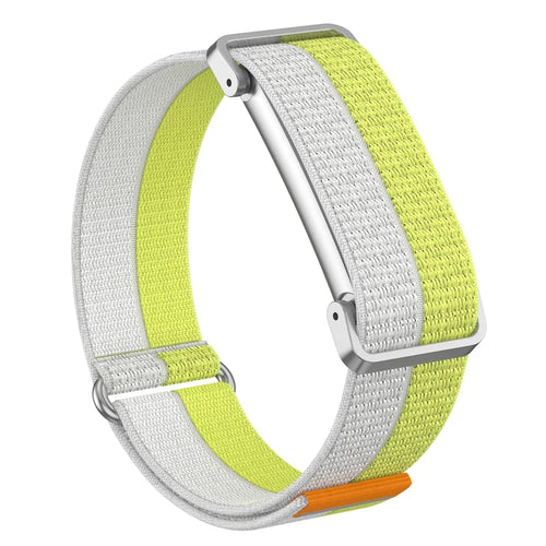 For Google Fitbit Air Band Breathable Nylon Sport Loop Magic Tape Strap with Metal Protective Case - Yellow - 1