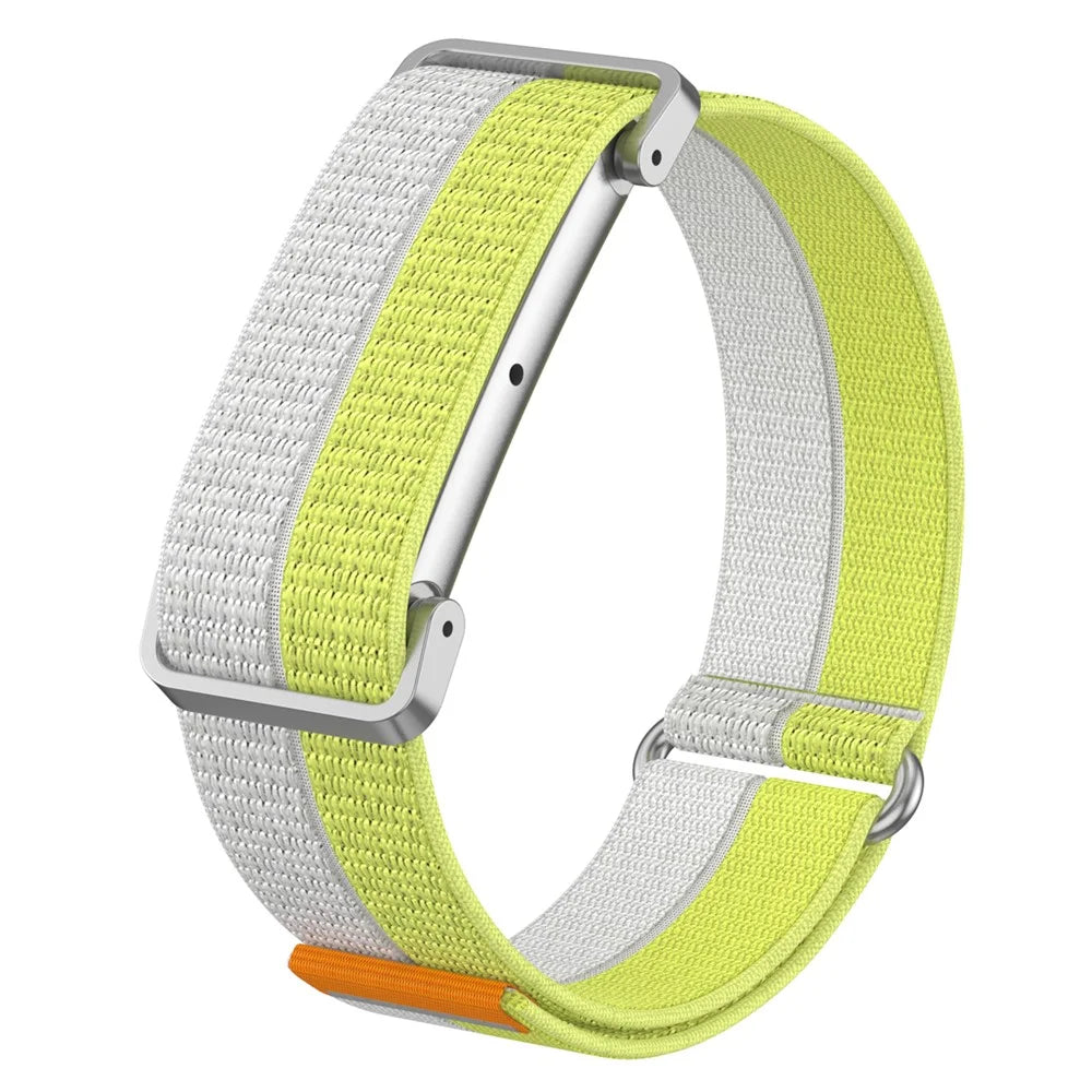 For Google Fitbit Air Band Breathable Nylon Sport Loop Magic Tape Strap with Metal Protective Case - Yellow - 2