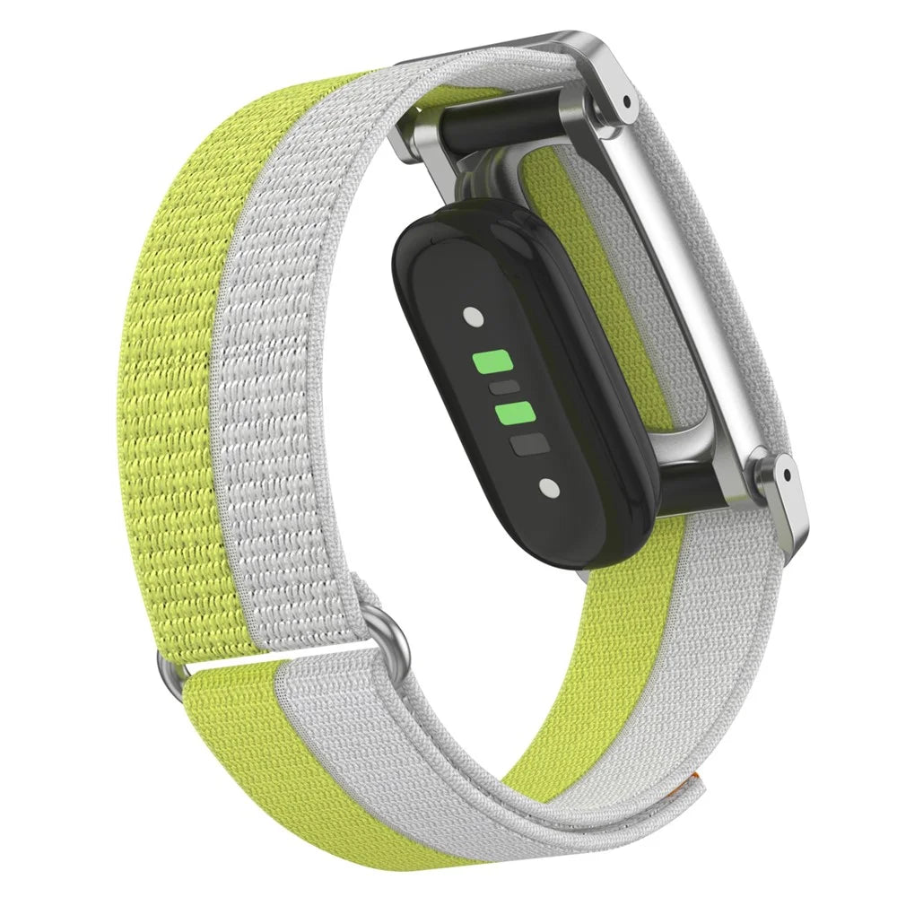 For Google Fitbit Air Band Breathable Nylon Sport Loop Magic Tape Strap with Metal Protective Case - Yellow - 3
