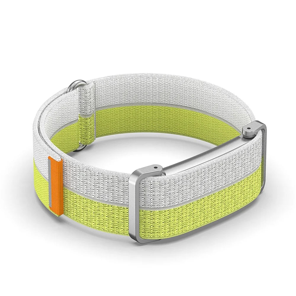 For Google Fitbit Air Band Breathable Nylon Sport Loop Magic Tape Strap with Metal Protective Case - Yellow - 5