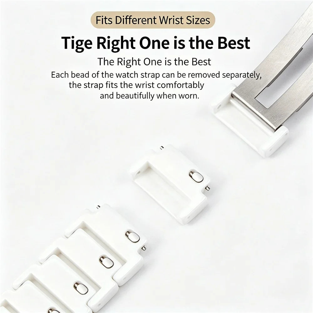 18mm Ceramic-like Watch Band for Huawei Watch GT 6 41mm / GT 5 41mm / GT 4 41mm One Bead Adjustable Strap - White - 3