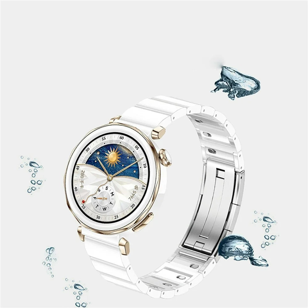 18mm Ceramic-like Watch Band for Huawei Watch GT 6 41mm / GT 5 41mm / GT 4 41mm One Bead Adjustable Strap - White - 5