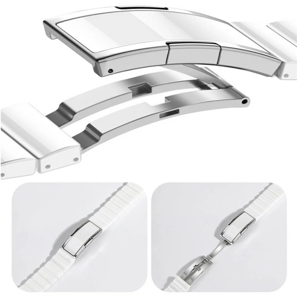 18mm Ceramic-like Watch Band for Huawei Watch GT 6 41mm / GT 5 41mm / GT 4 41mm One Bead Adjustable Strap - White - 7