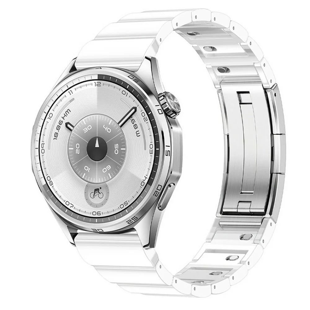 22mm Ceramic-like Watch Band for Huawei Watch GT 6 46mm / GT 5 46mm / Xiaomi Watch S4 / Garmin Forerunner 265 One Bead Adjustable Strap - White - 2