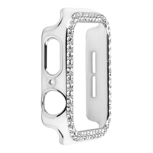 Two Rows Rhinestones Dual Color PC Protective Shell Watch Case Cover for Apple Watch Series SE3 / SE2 / SE1 /  6 / 5 / 4 44mm - White / Silver Rhinestone - 1