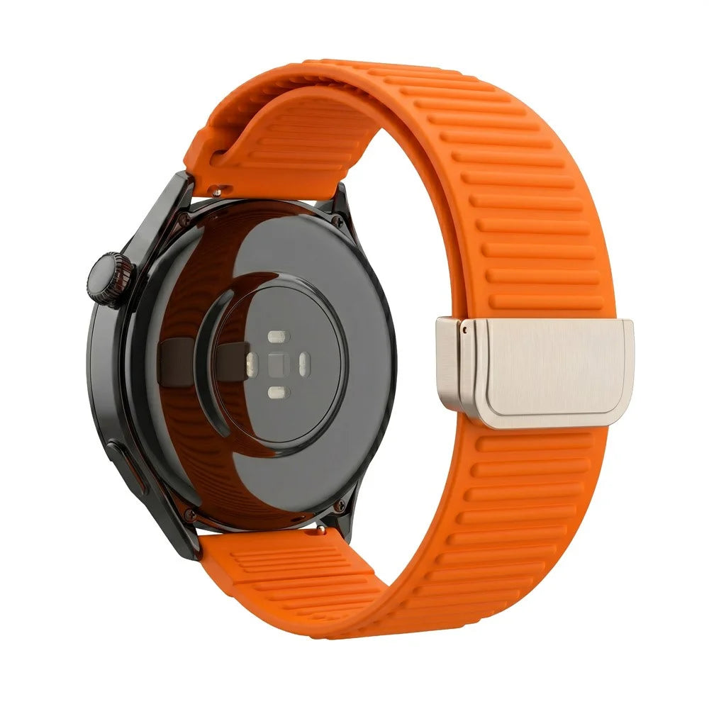 22mm Silicone Loop Strap for Huawei Watch Ultimate 2 / GT 6 46mm / Huami Amazfit Bip 5 Mountain Pattern Magnetic Clasp Sports Band - Orange - 1