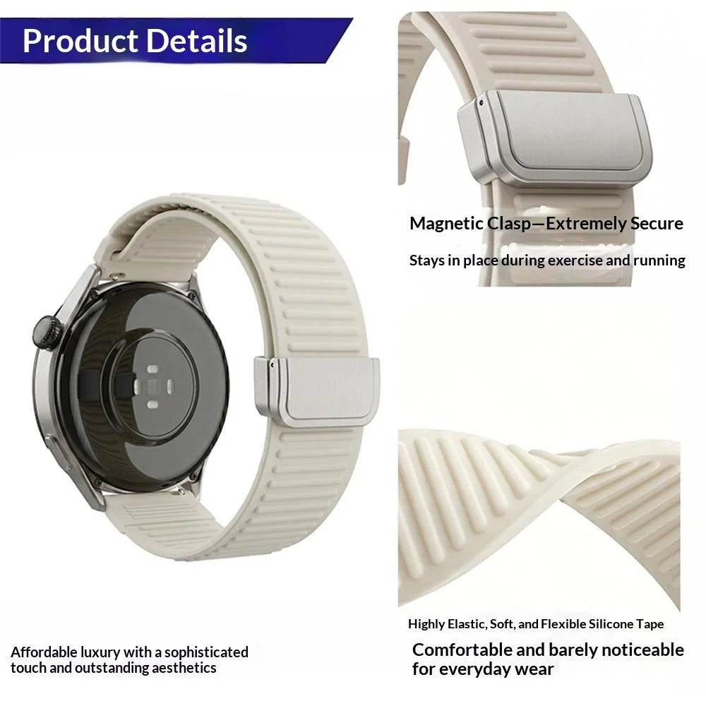 22mm Silicone Loop Strap for Huawei Watch Ultimate 2 / GT 6 46mm / Huami Amazfit Bip 5 Mountain Pattern Magnetic Clasp Sports Band - Orange - 2
