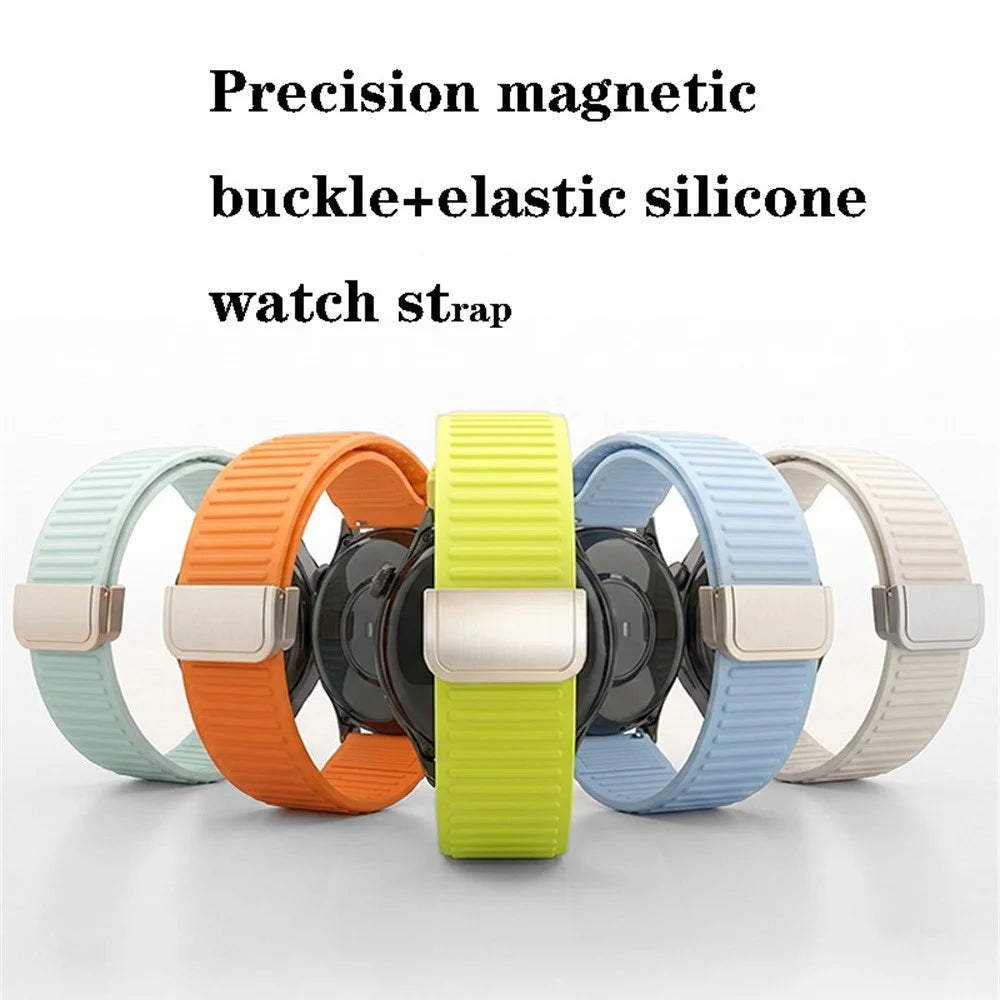 20mm Silicone Loop Strap for Samsung Galaxy Watch7 44mm / 40mm / Huawei Watch GT 3 42mm / Garmin Forerunner 570 42mm Mountain Pattern Magnetic Clasp Sports Band - Starlight - 3