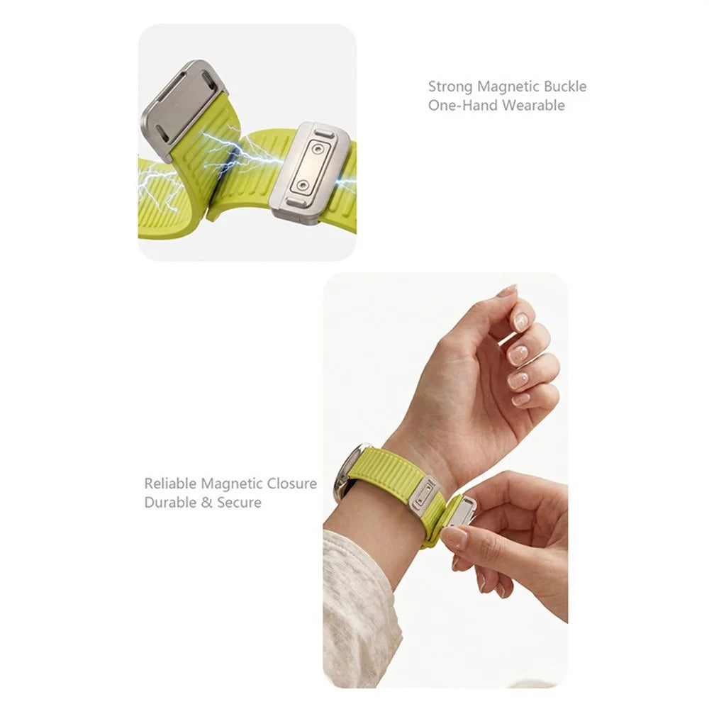 20mm Silicone Loop Strap for Samsung Galaxy Watch7 44mm / 40mm / Huawei Watch GT 3 42mm / Garmin Forerunner 570 42mm Mountain Pattern Magnetic Clasp Sports Band - Starlight - 4