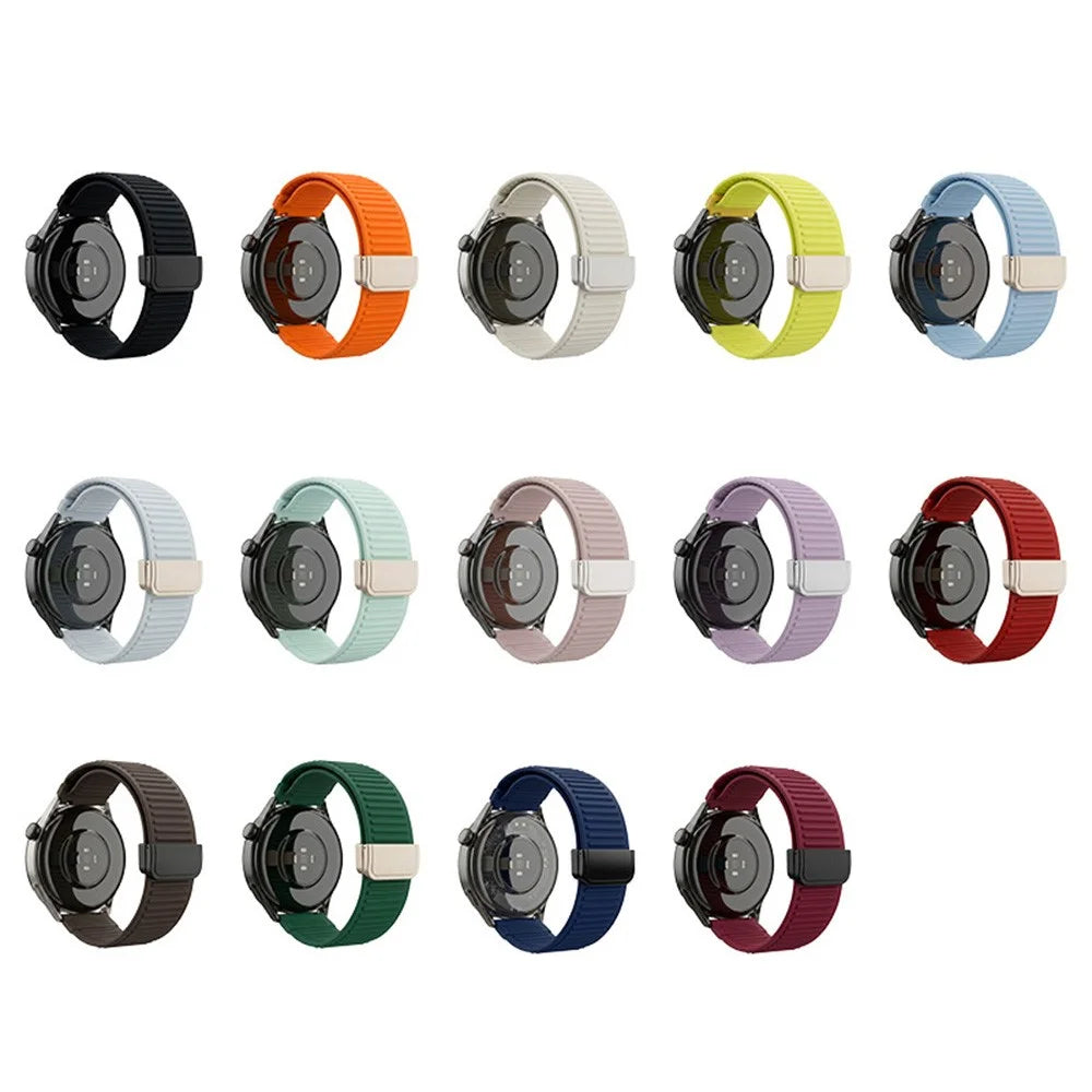 20mm Silicone Loop Strap for Samsung Galaxy Watch7 44mm / 40mm / Huawei Watch GT 3 42mm / Garmin Forerunner 570 42mm Mountain Pattern Magnetic Clasp Sports Band - Starlight - 5