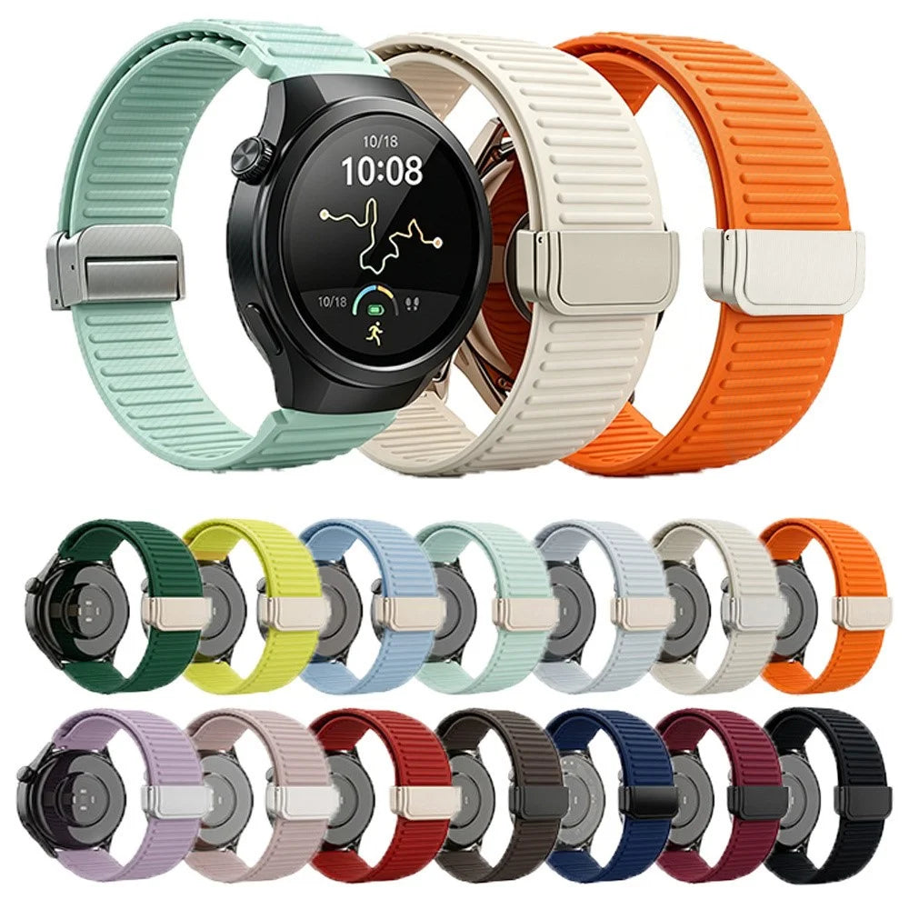 20mm Silicone Loop Strap for Samsung Galaxy Watch7 44mm / 40mm / Huawei Watch GT 3 42mm / Garmin Forerunner 570 42mm Mountain Pattern Magnetic Clasp Sports Band - Starlight - 7