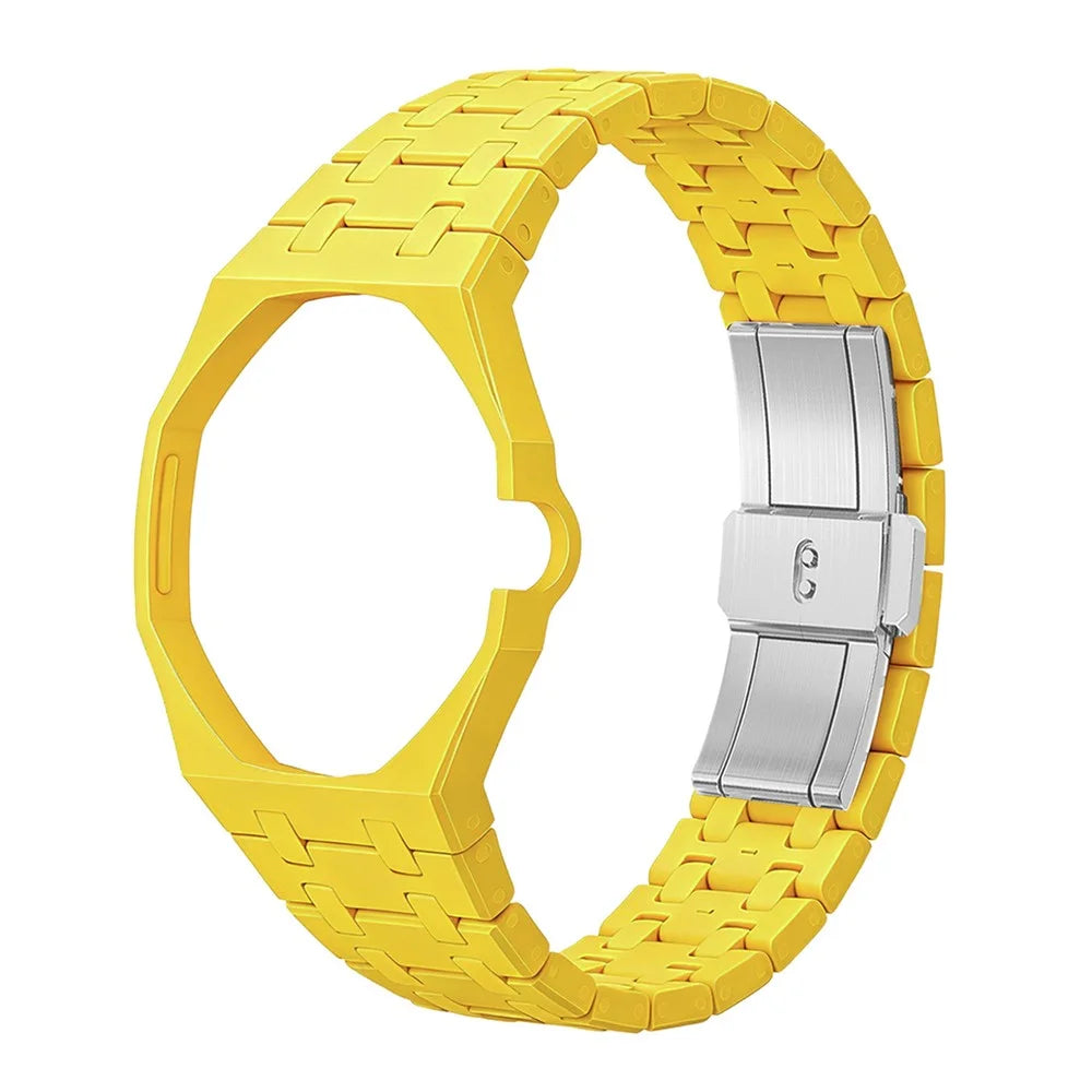 For Swatch Royal Pop Ceramic Strap Solid Color Watch Band Replacement with Integrated Watch Case - Yellow / 3 O'clock Direction - 1