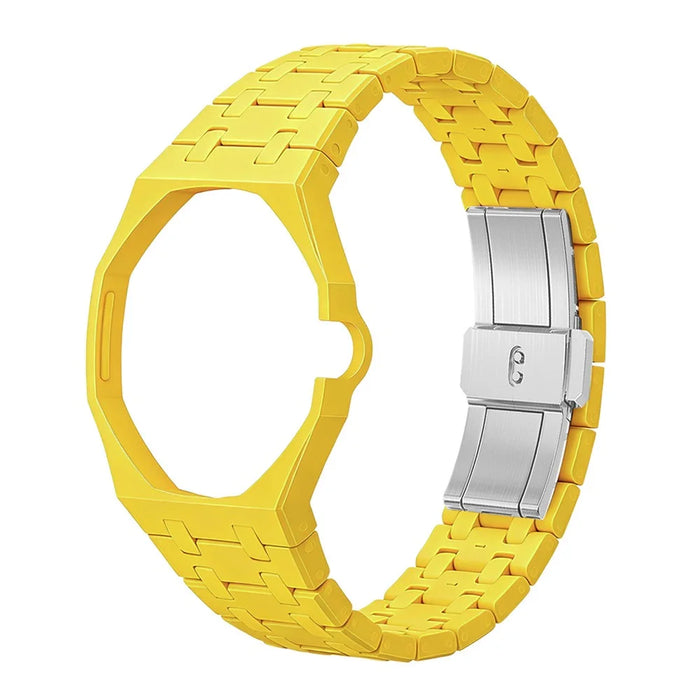 For Swatch Royal Pop Ceramic Strap Solid Color Watch Band Replacement with Integrated Watch Case - Yellow / 3 O'clock Direction - 1