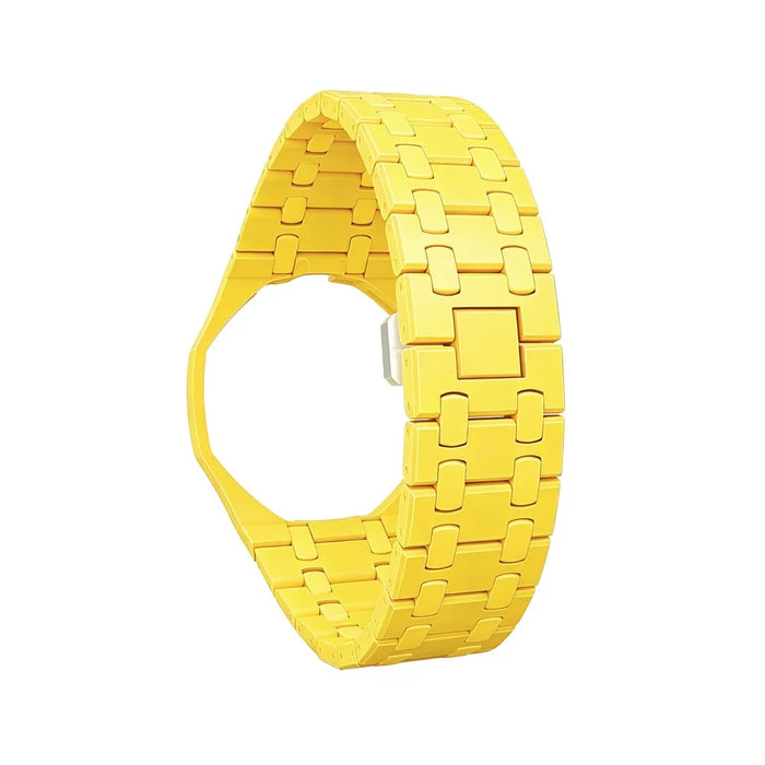 For Swatch Royal Pop Ceramic Strap Solid Color Watch Band Replacement with Integrated Watch Case - Yellow / 3 O'clock Direction - 4