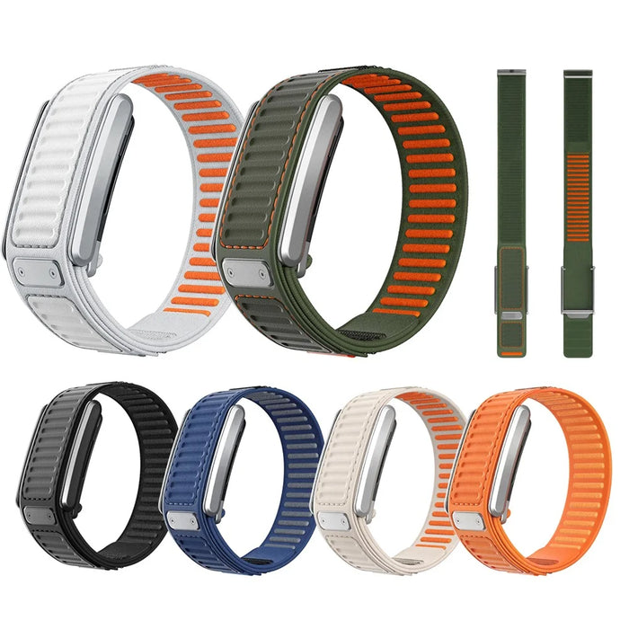 For WHOOP 5.0 Replacement Strap Quick Dry Dual Color Nylon + Silicone Watch Band - Army Green+Orange - 6