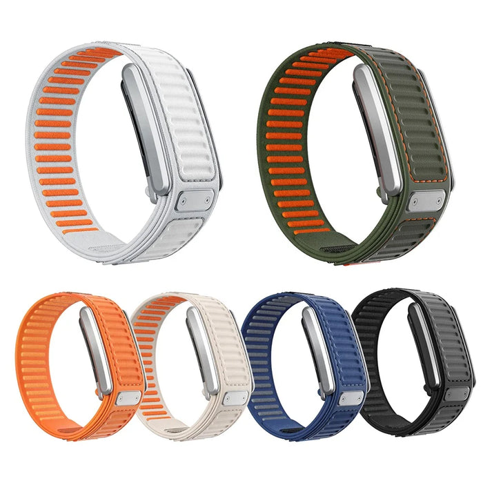 For WHOOP 5.0 Replacement Strap Quick Dry Dual Color Nylon + Silicone Watch Band - Army Green+Orange - 7