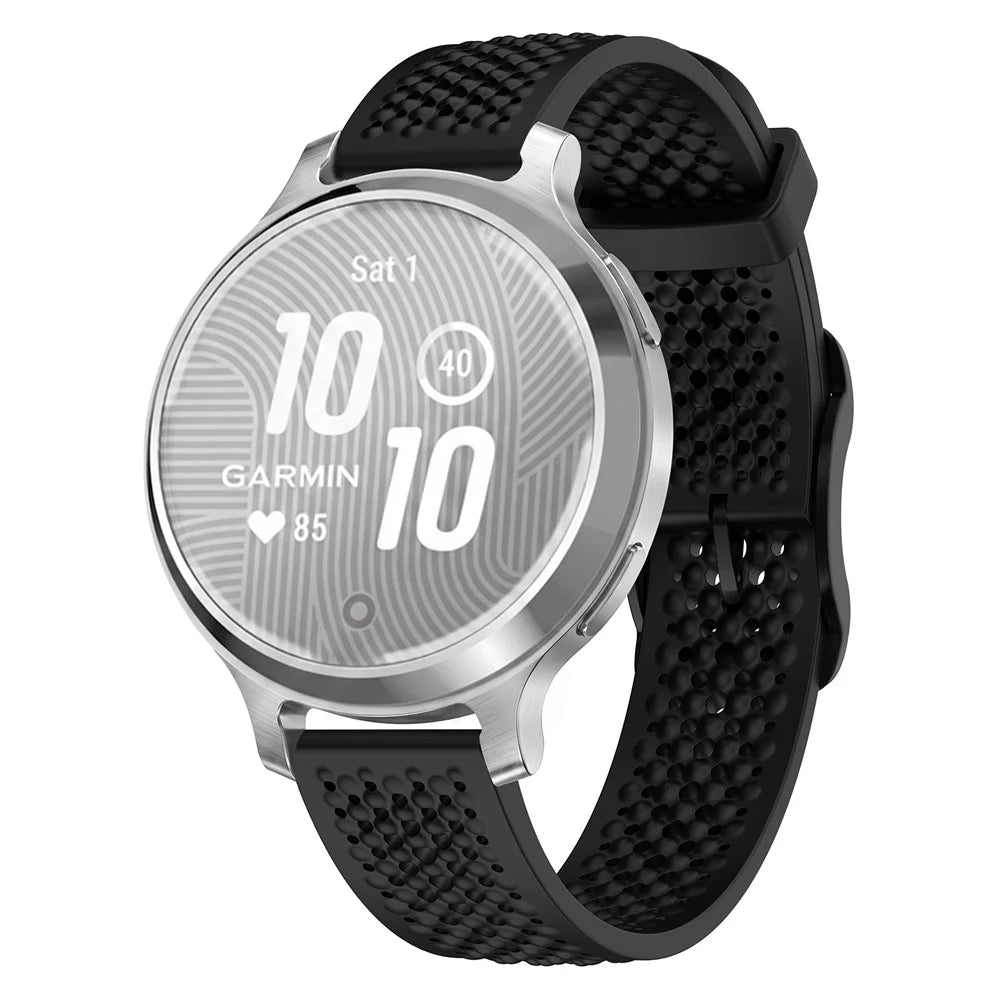 For Garmin Lily 2 Hollow Silicone Strap 14mm Breathable Watch Band Replacement - Black - 2