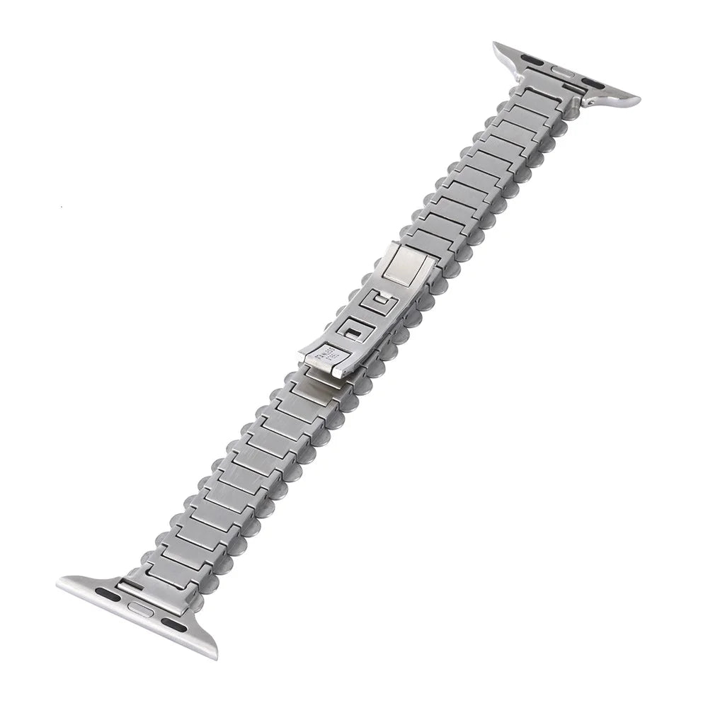 Oval Shape Link Watch Band for Apple Watch Ultra 3 2 1 49mm  /  Series 11 10 46mm  /  9 8 7 45mm  /  SE3 SE2 SE 6 5 4 44mm  /  3 2 1 42mm Stainless Steel Wrist Strap with Butterfly Clasp - Silver - 2