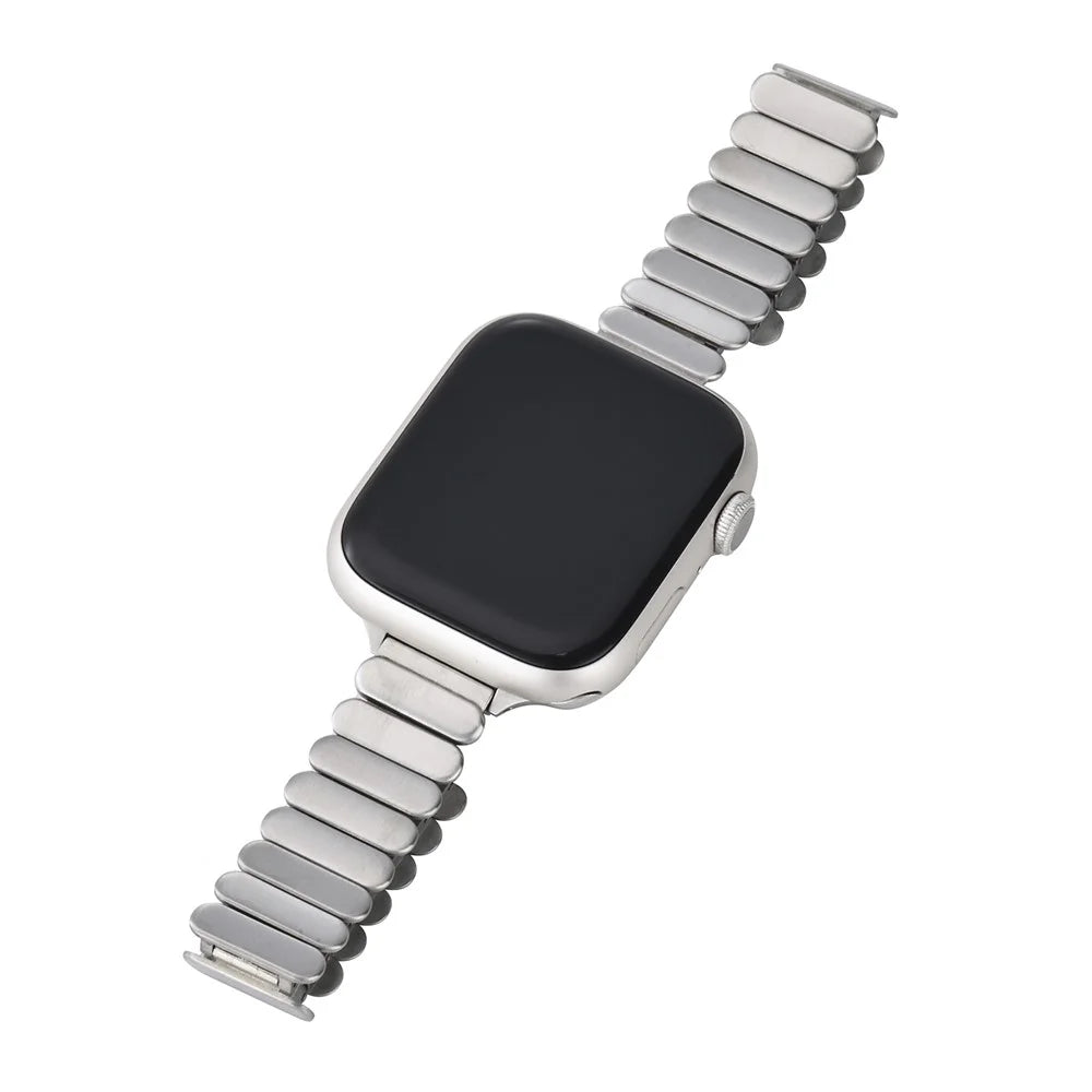 Oval Shape Link Watch Band for Apple Watch Ultra 3 2 1 49mm  /  Series 11 10 46mm  /  9 8 7 45mm  /  SE3 SE2 SE 6 5 4 44mm  /  3 2 1 42mm Stainless Steel Wrist Strap with Butterfly Clasp - Silver - 3