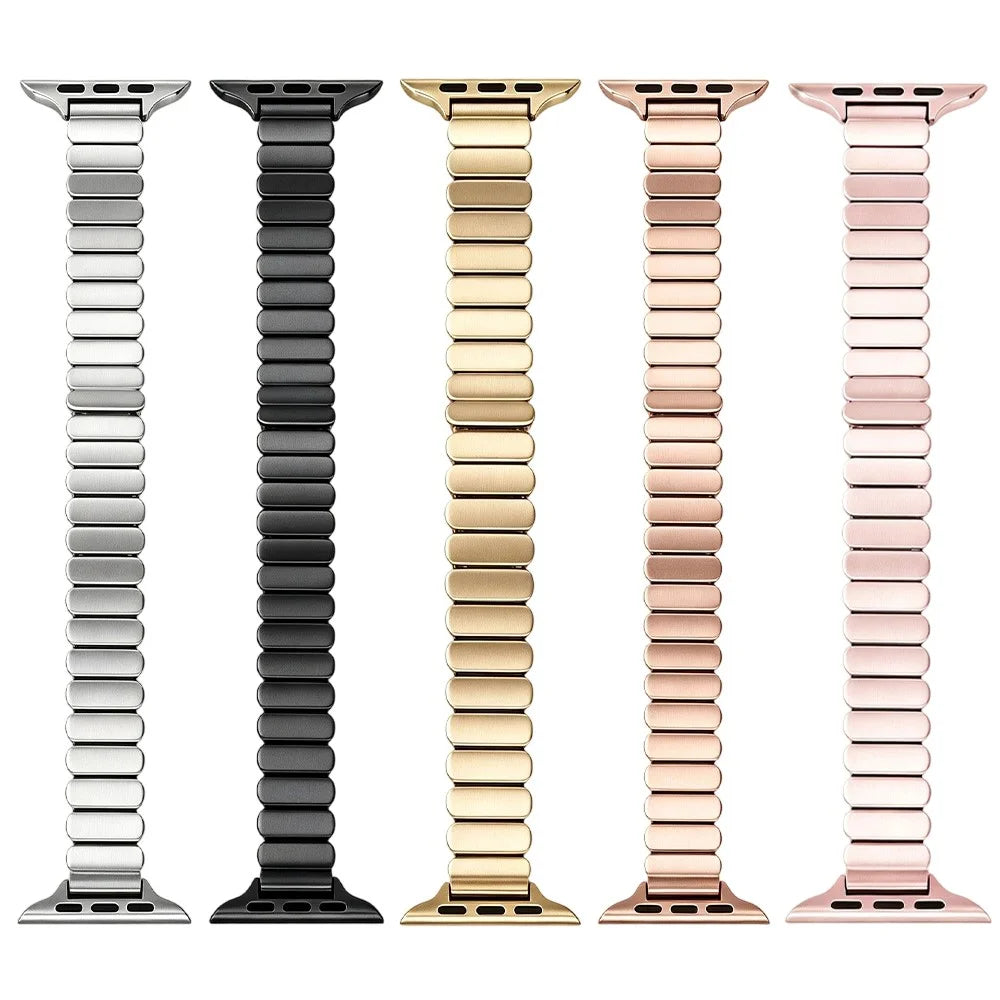 Oval Shape Link Watch Band for Apple Watch Ultra 3 2 1 49mm  /  Series 11 10 46mm  /  9 8 7 45mm  /  SE3 SE2 SE 6 5 4 44mm  /  3 2 1 42mm Stainless Steel Wrist Strap with Butterfly Clasp - Silver - 4