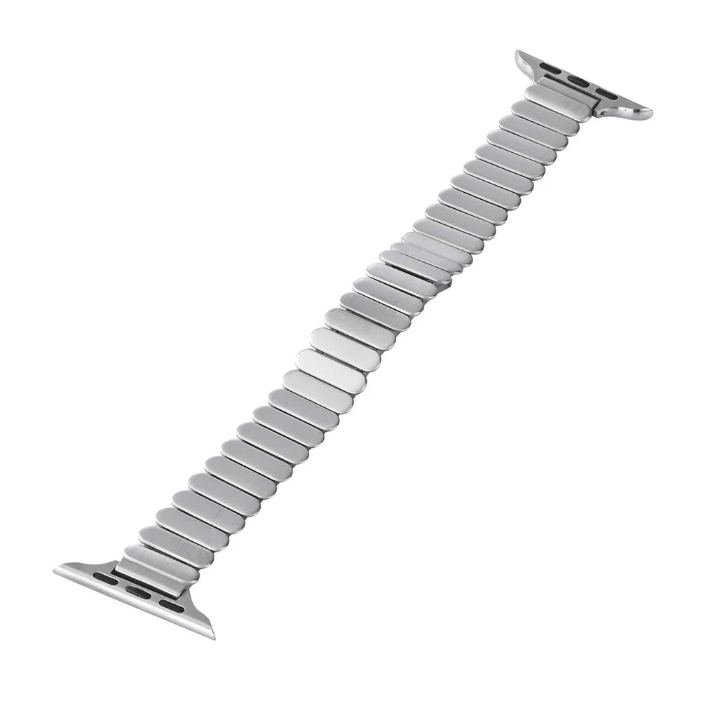 Oval Shape Link Watch Band for Apple Watch Series 11 10 42mm  /  9 8 7 41mm  /  SE3 SE2 SE 6 5 4 40mm  /  3 2 1 38mm Stainless Steel Wrist Strap with Butterfly Clasp - Silver - 1