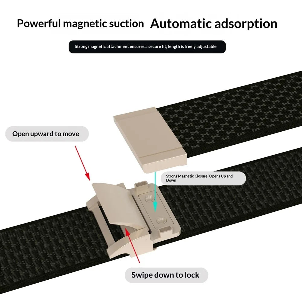 Magnetic Nylon Woven Strap for Apple Watch Ultra 3 2 1 49mm / Series 11 10 46mm / 9 8 7 45mm / SE3 SE2 SE 6 5 4 44mm / 3 2 1 42mm Adjustable Sport Loop Replacement Wristband - Orange - 4