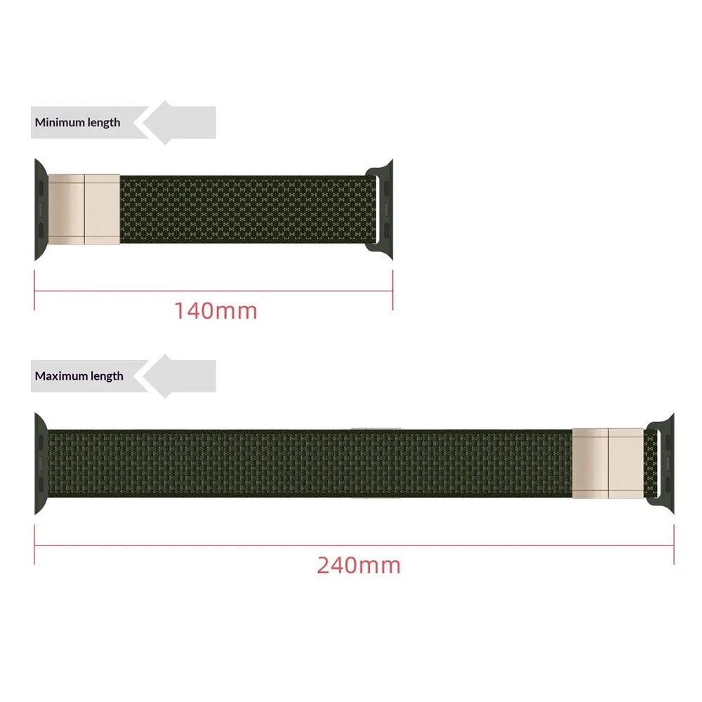 Magnetic Nylon Woven Strap for Apple Watch Ultra 3 2 1 49mm / Series 11 10 46mm / 9 8 7 45mm / SE3 SE2 SE 6 5 4 44mm / 3 2 1 42mm Adjustable Sport Loop Replacement Wristband - Orange - 7